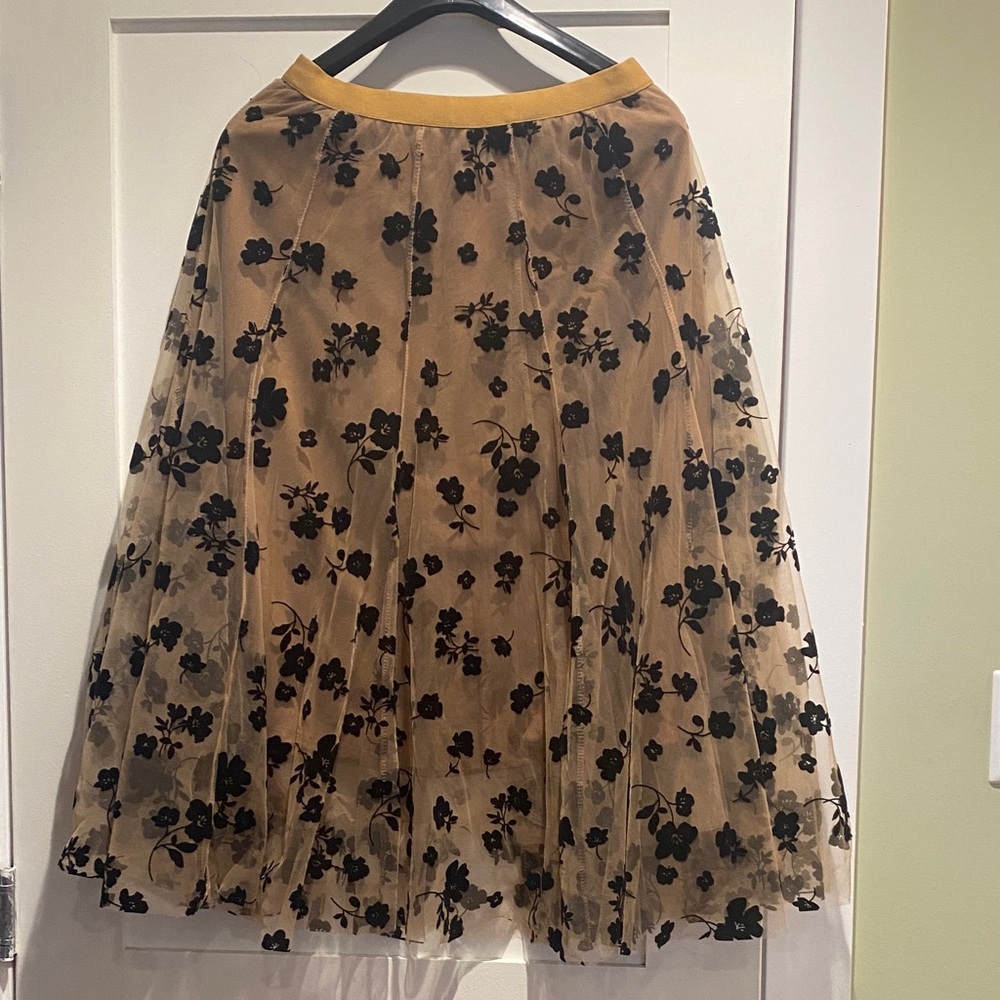 Chicwish Black Floral Midi Skirt